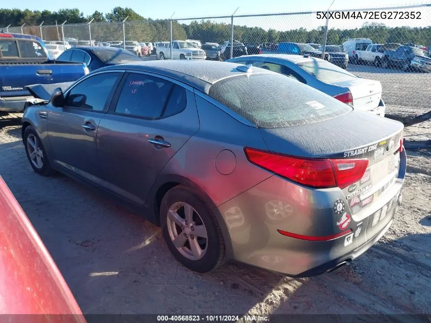 2014 Kia Optima Lx VIN: 5XXGM4A72EG272352 Lot: 40568523