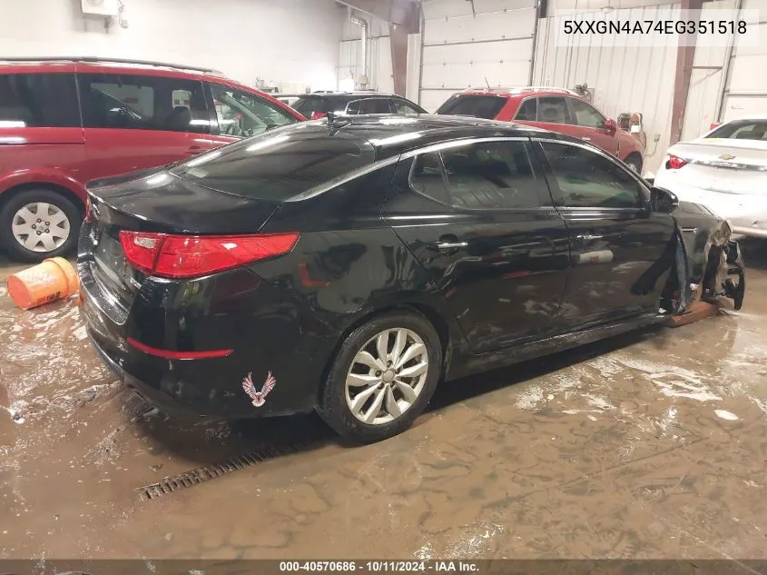 2014 Kia Optima Ex VIN: 5XXGN4A74EG351518 Lot: 40570686