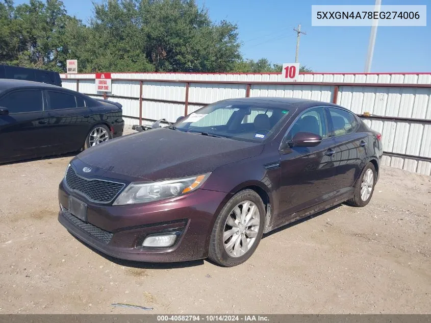 5XXGN4A78EG274006 2014 Kia Optima Ex