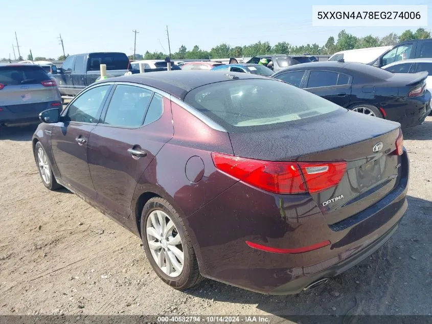 5XXGN4A78EG274006 2014 Kia Optima Ex