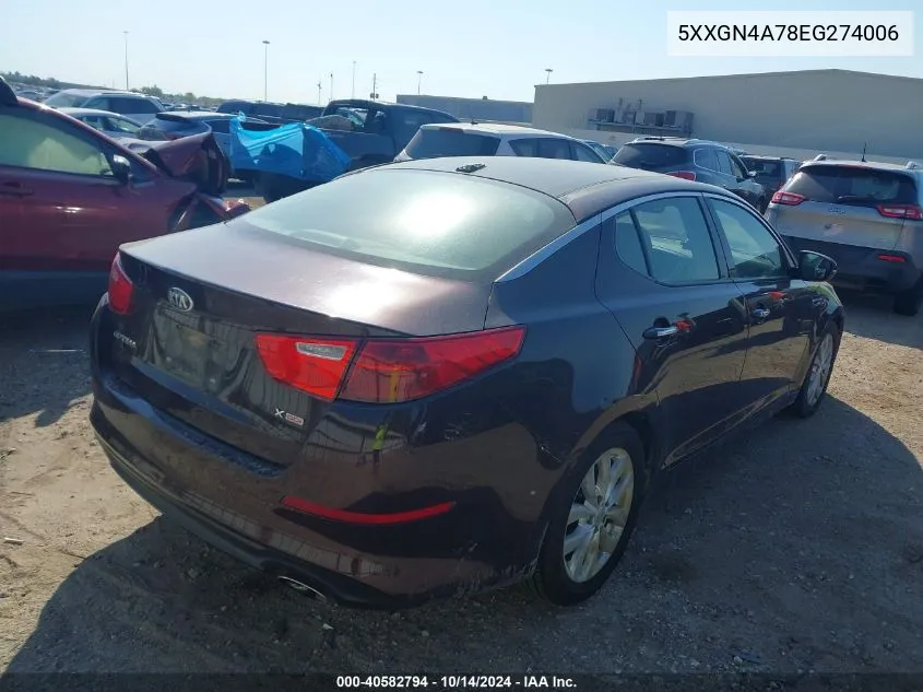 5XXGN4A78EG274006 2014 Kia Optima Ex