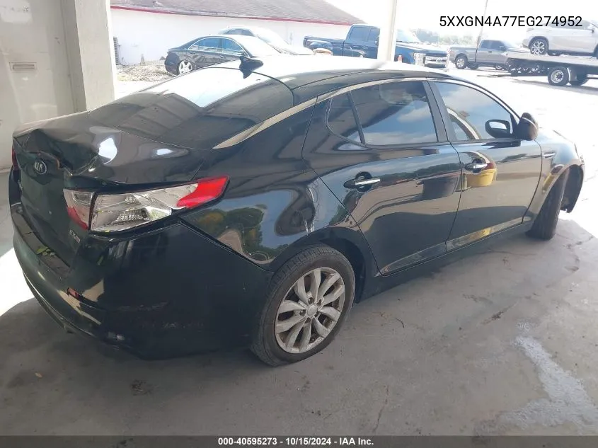 2014 Kia Optima Ex VIN: 5XXGN4A77EG274952 Lot: 40595273