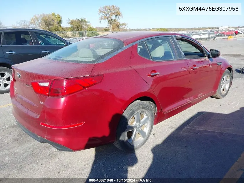 2014 Kia Optima Lx VIN: 5XXGM4A76EG307958 Lot: 40621948