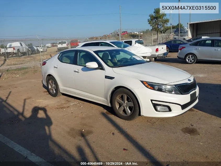 5XXGM4A7XEG315500 2014 Kia Optima Lx