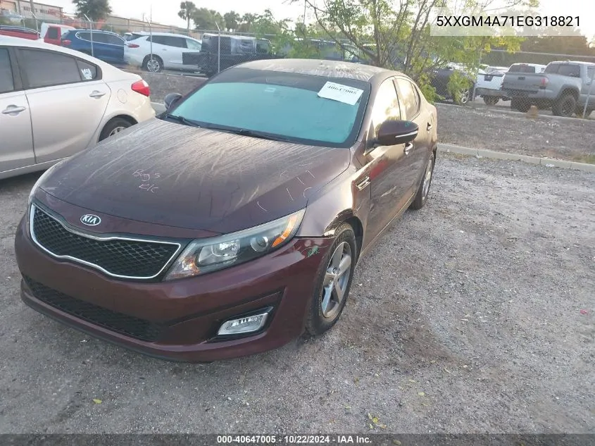 2014 Kia Optima Lx VIN: 5XXGM4A71EG318821 Lot: 40647005