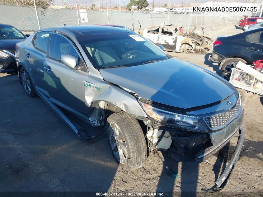 2014 Kia Optima Hybrid Ex VIN: KNAGN4AD0E5067455 Lot: 40673128