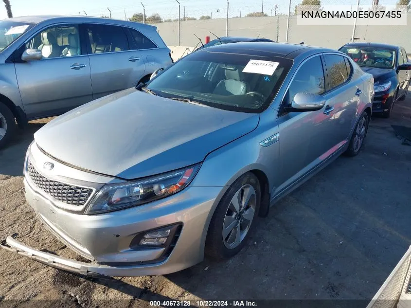 2014 Kia Optima Hybrid Ex VIN: KNAGN4AD0E5067455 Lot: 40673128