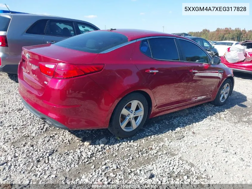 2014 Kia Optima Lx VIN: 5XXGM4A7XEG317828 Lot: 40677207