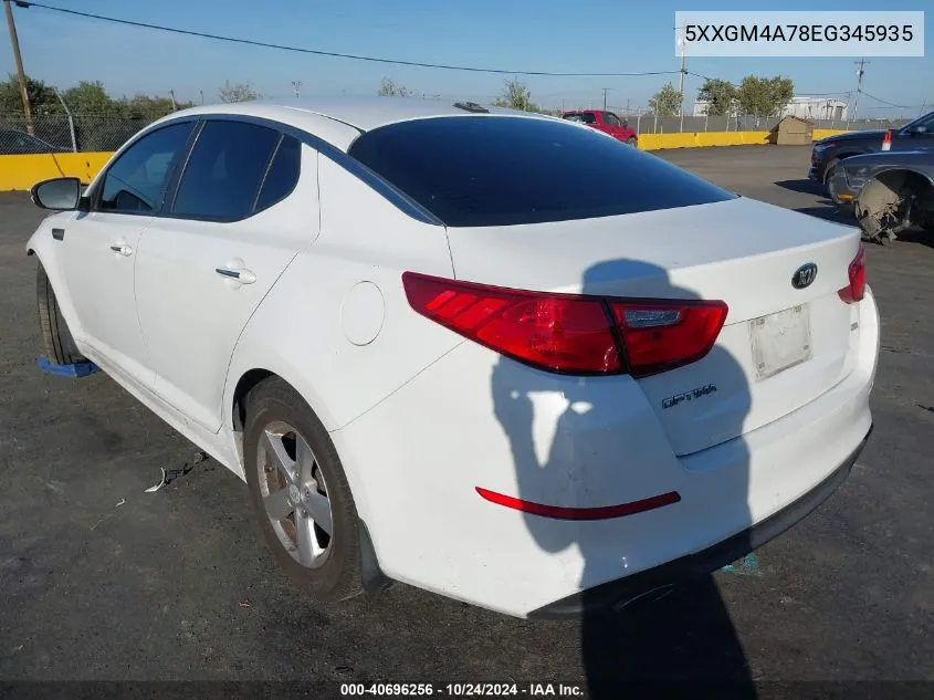 2014 Kia Optima Lx VIN: 5XXGM4A78EG345935 Lot: 40696256