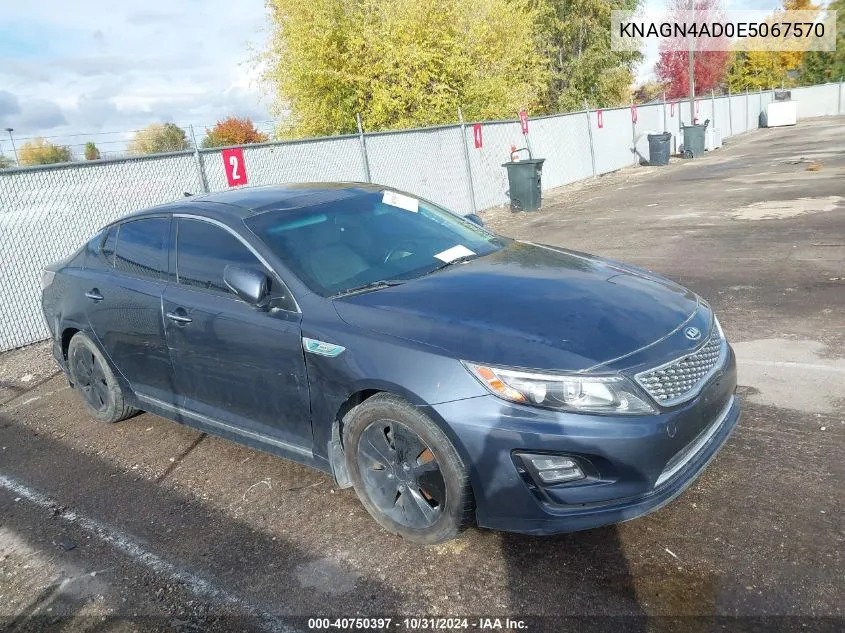 2014 Kia Optima Hybrid Ex VIN: KNAGN4AD0E5067570 Lot: 40750397