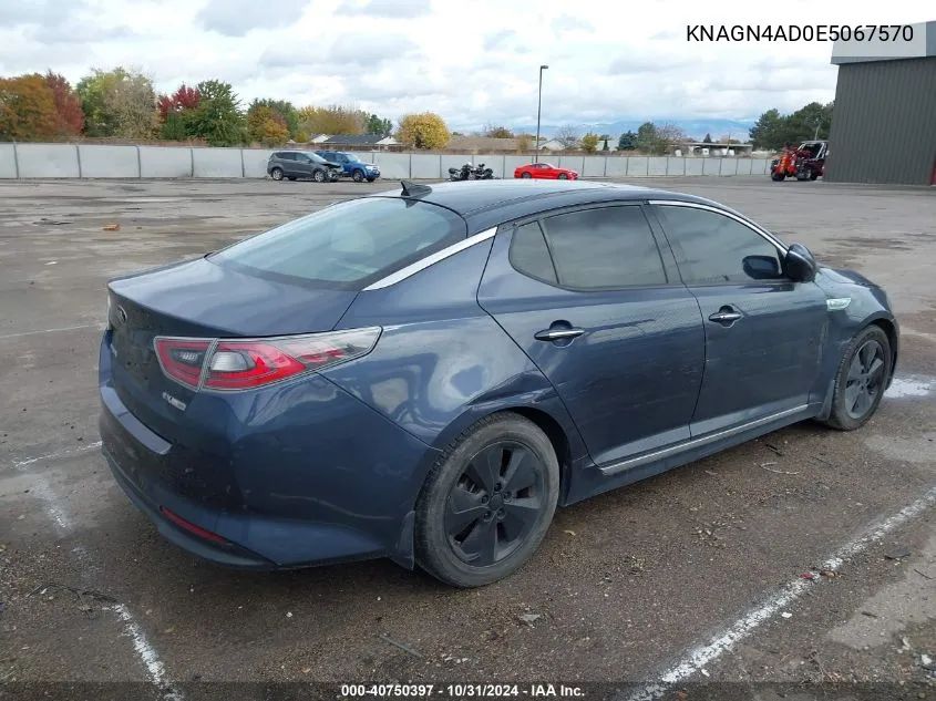 2014 Kia Optima Hybrid Ex VIN: KNAGN4AD0E5067570 Lot: 40750397