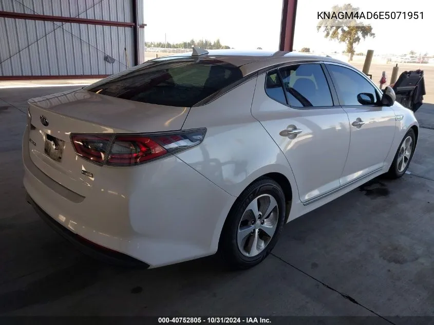 2014 Kia Optima Hybrid Lx VIN: KNAGM4AD6E5071951 Lot: 40752805