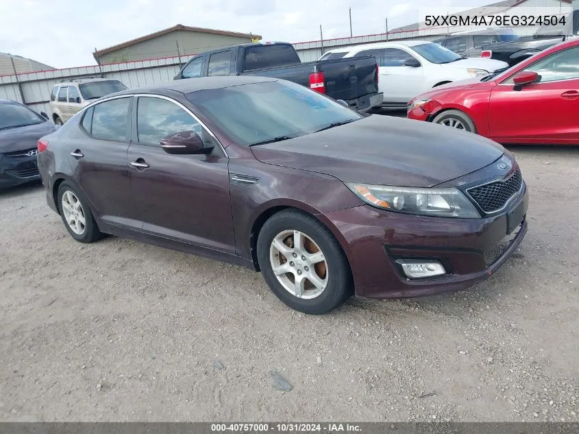 2014 Kia Optima Lx VIN: 5XXGM4A78EG324504 Lot: 40757000