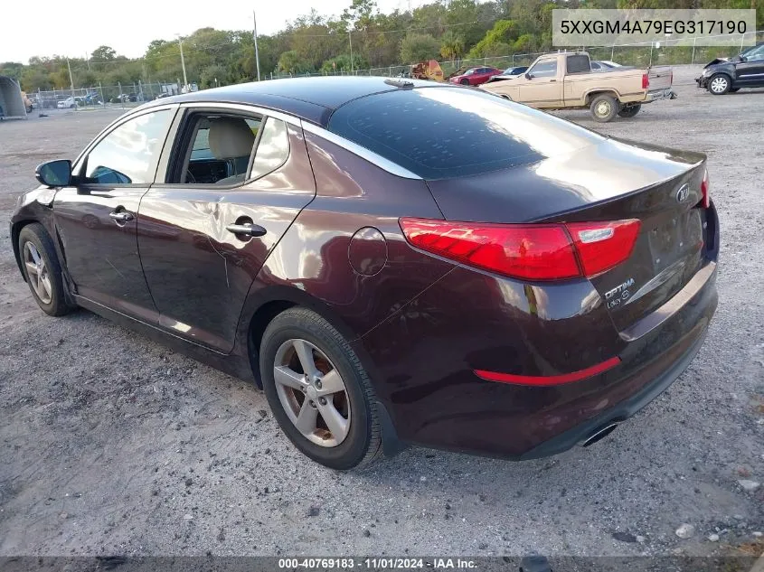 2014 Kia Optima Lx VIN: 5XXGM4A79EG317190 Lot: 40769183