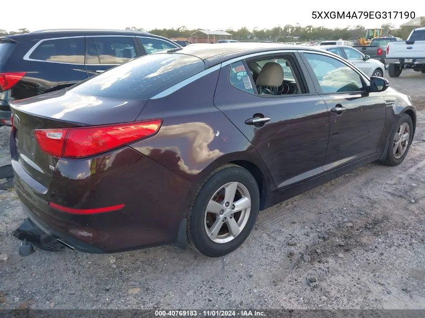 2014 Kia Optima Lx VIN: 5XXGM4A79EG317190 Lot: 40769183