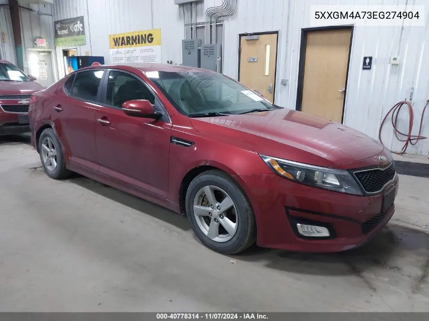 2014 Kia Optima Lx VIN: 5XXGM4A73EG274904 Lot: 40778314