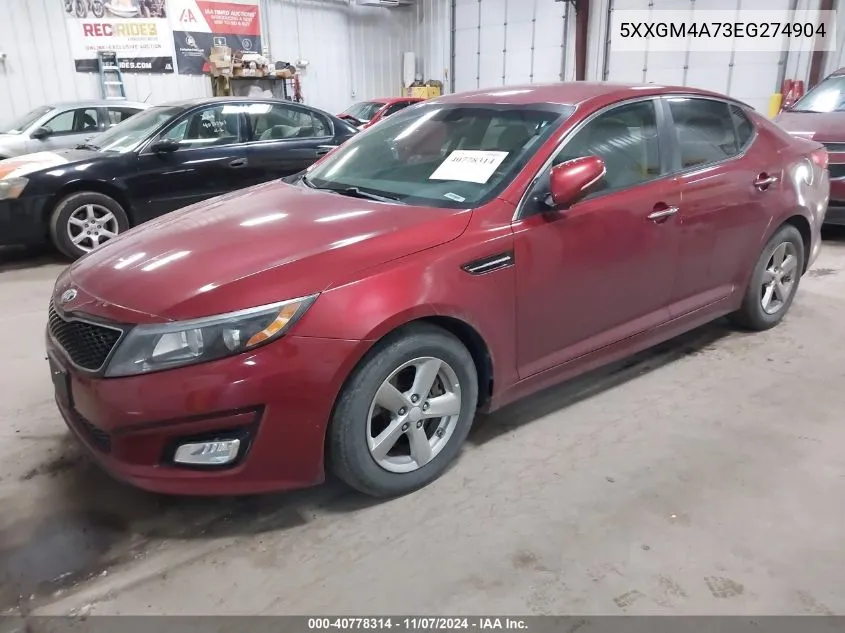 2014 Kia Optima Lx VIN: 5XXGM4A73EG274904 Lot: 40778314