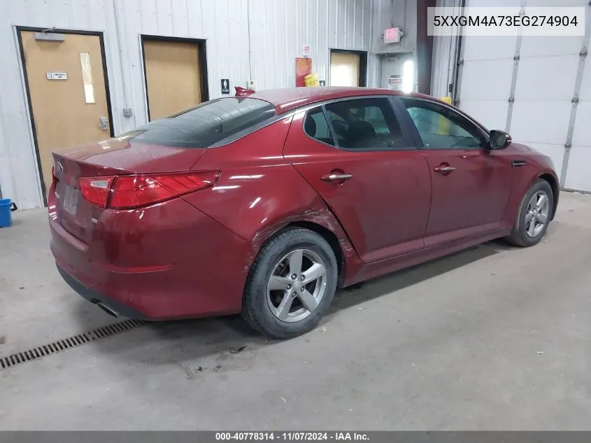 2014 Kia Optima Lx VIN: 5XXGM4A73EG274904 Lot: 40778314