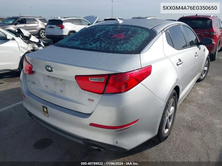 2014 Kia Optima Lx VIN: 5XXGM4A76EG350650 Lot: 40789532