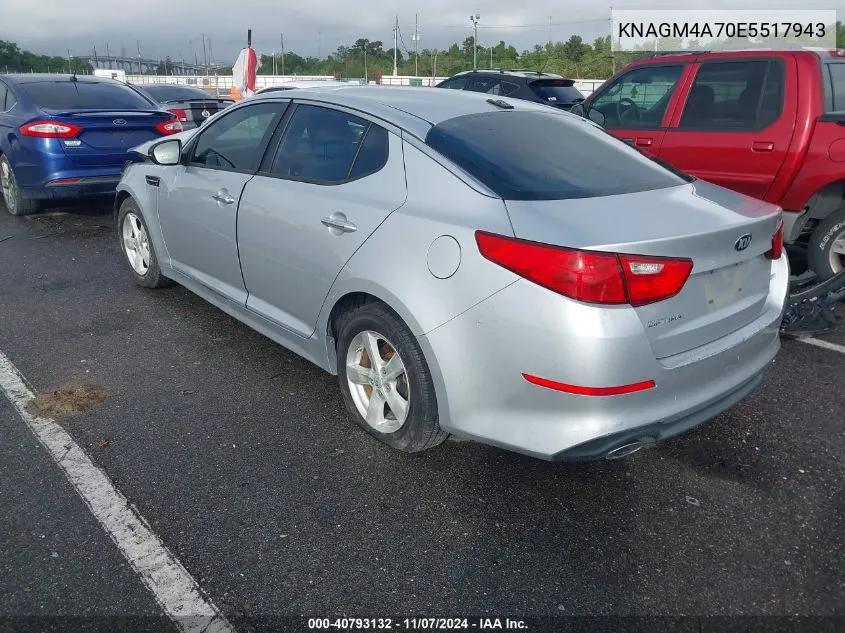 2014 Kia Optima Lx VIN: KNAGM4A70E5517943 Lot: 40793132