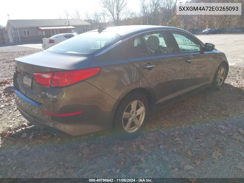 2014 Kia Optima Lx VIN: 5XXGM4A72EG265093 Lot: 40798642