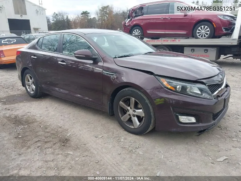 2014 Kia Optima Lx VIN: 5XXGM4A78EG351251 Lot: 40809144