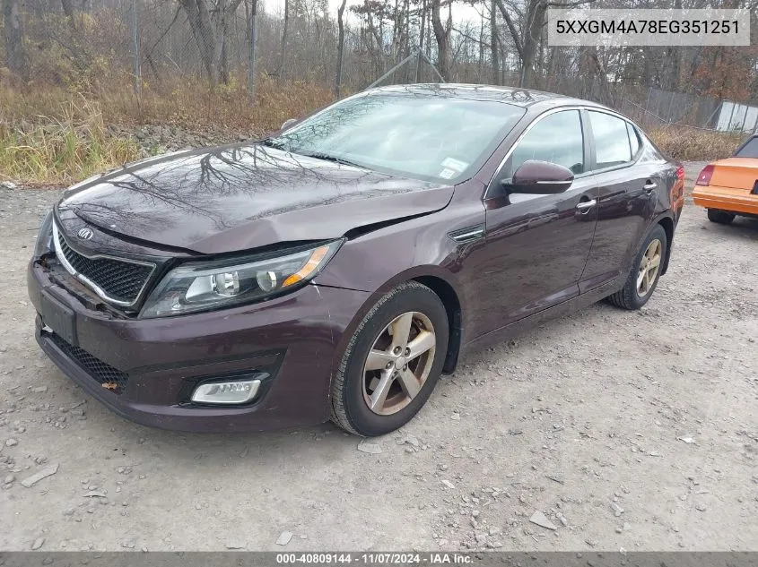 2014 Kia Optima Lx VIN: 5XXGM4A78EG351251 Lot: 40809144