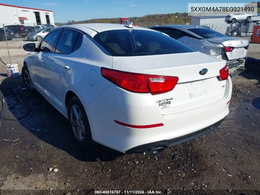 2014 Kia Optima Lx VIN: 5XXGM4A78EG321490 Lot: 40816767