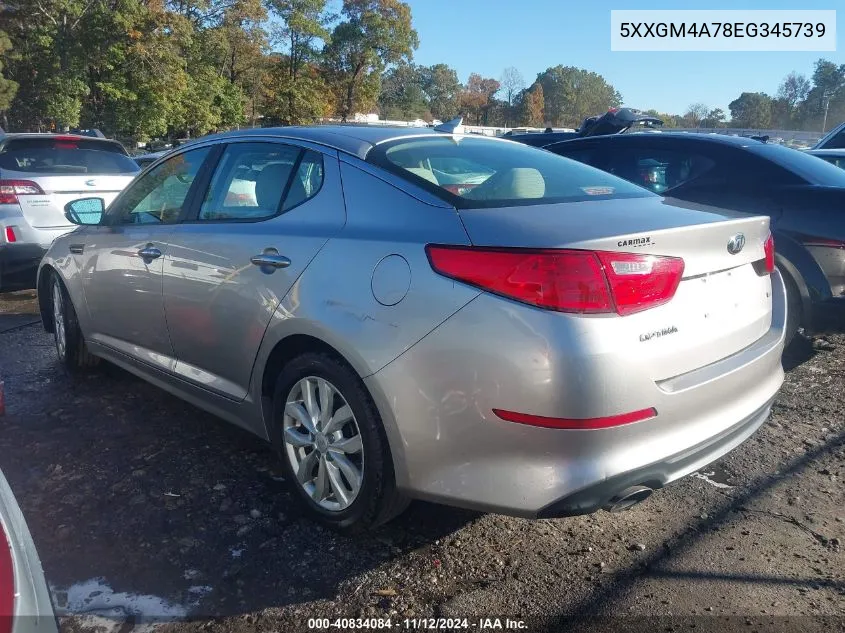 2014 Kia Optima Lx VIN: 5XXGM4A78EG345739 Lot: 40834084