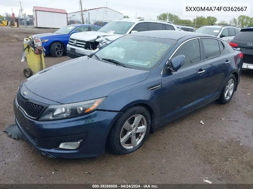 2015 Kia Optima Lx VIN: 5XXGM4A74FG362667 Lot: 39258805