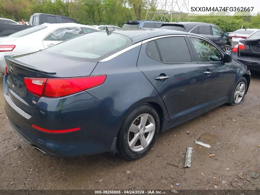 2015 Kia Optima Lx VIN: 5XXGM4A74FG362667 Lot: 39258805