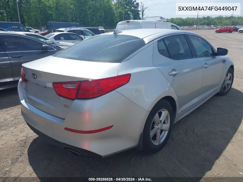 2015 Kia Optima Lx VIN: 5XXGM4A74FG449047 Lot: 39286526