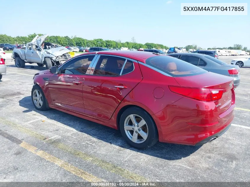 2015 Kia Optima Lx VIN: 5XXGM4A77FG417855 Lot: 39538103