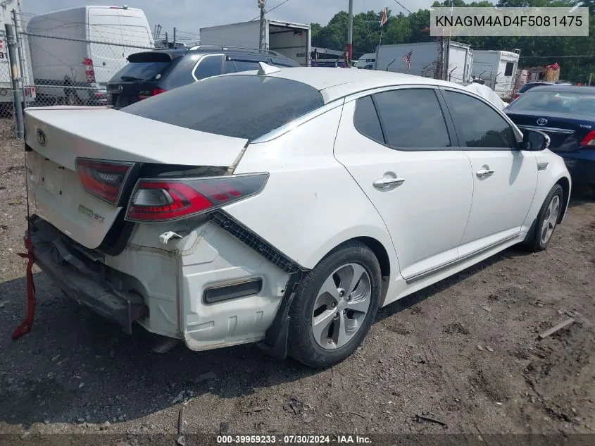 2015 Kia Optima Hybrid VIN: KNAGM4AD4F5081475 Lot: 39959233