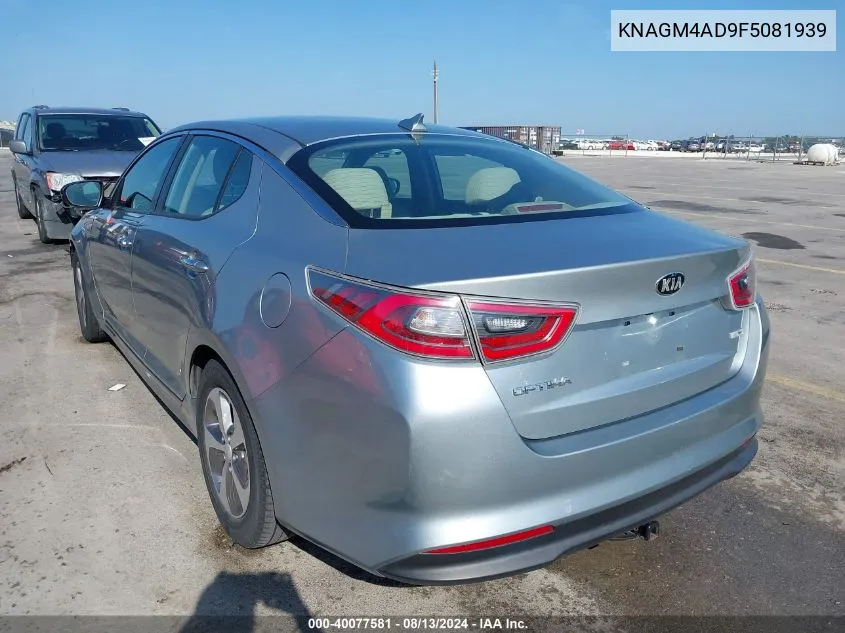 2015 Kia Optima Hybrid VIN: KNAGM4AD9F5081939 Lot: 40077581