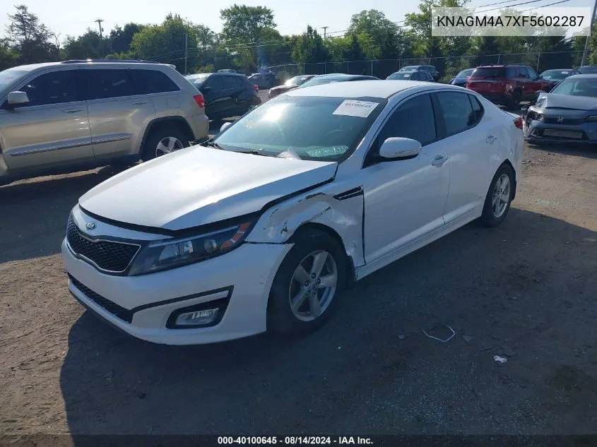 2015 Kia Optima Lx VIN: KNAGM4A7XF5602287 Lot: 40100645