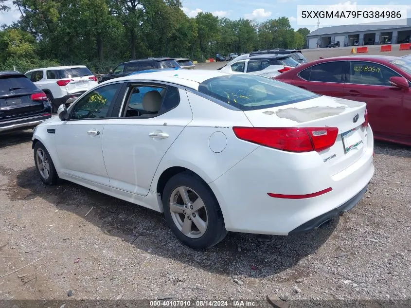 2015 Kia Optima Lx VIN: 5XXGM4A79FG384986 Lot: 40107010