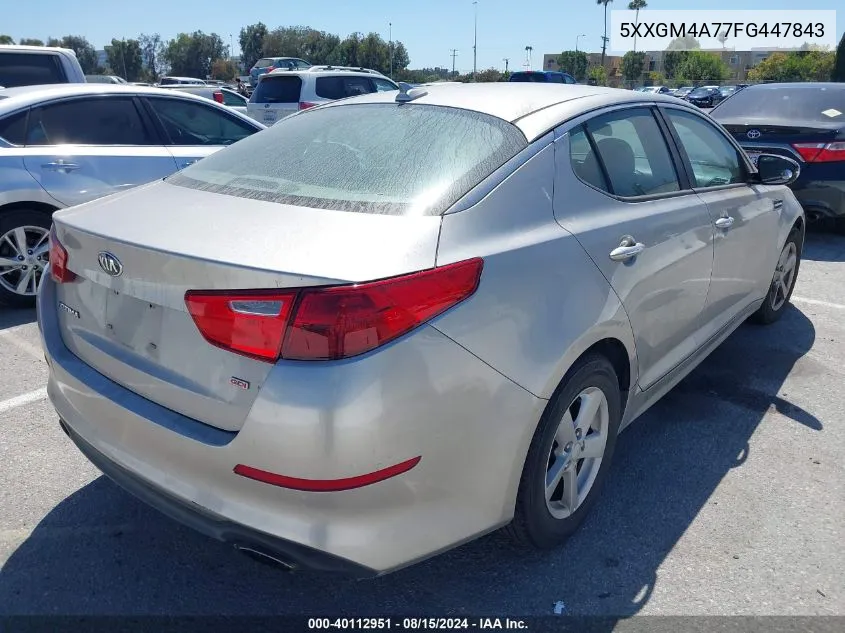 2015 Kia Optima Lx VIN: 5XXGM4A77FG447843 Lot: 40112951