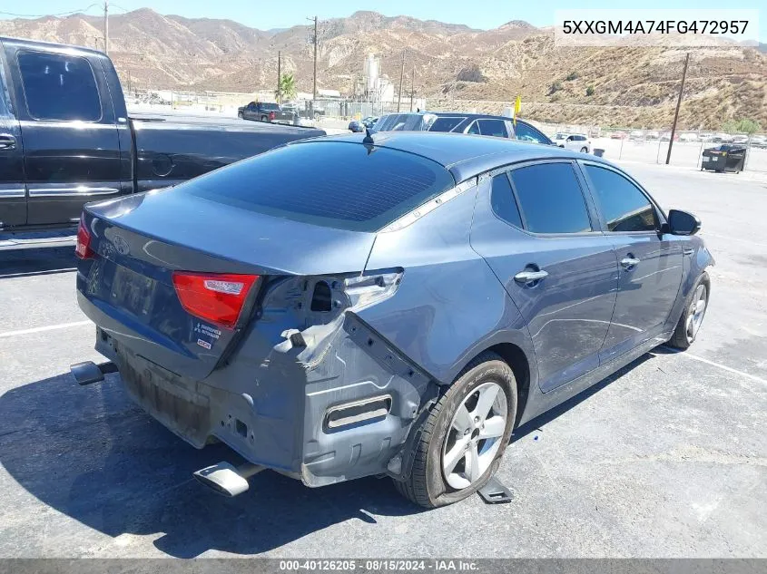 2015 Kia Optima Lx VIN: 5XXGM4A74FG472957 Lot: 40126205