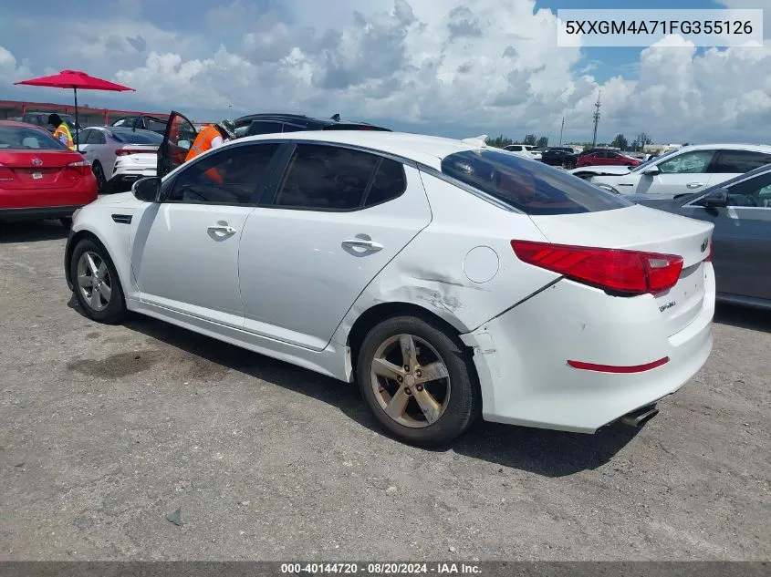 2015 Kia Optima Lx VIN: 5XXGM4A71FG355126 Lot: 40144720