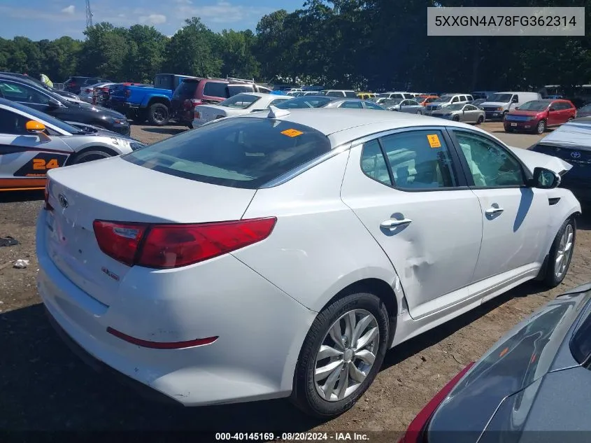 2015 Kia Optima Ex VIN: 5XXGN4A78FG362314 Lot: 40145169