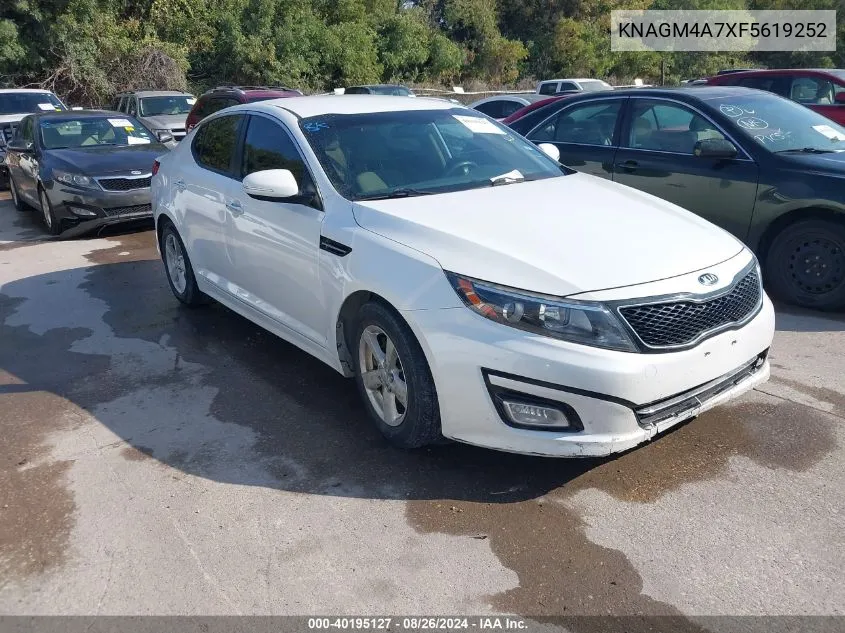 2015 Kia Optima Lx VIN: KNAGM4A7XF5619252 Lot: 40195127