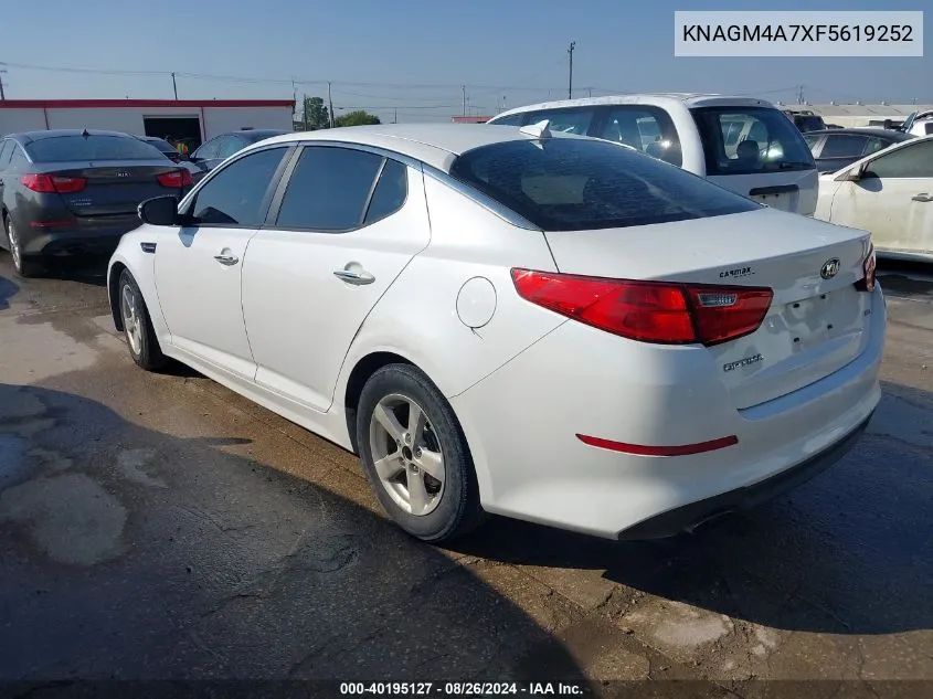 2015 Kia Optima Lx VIN: KNAGM4A7XF5619252 Lot: 40195127