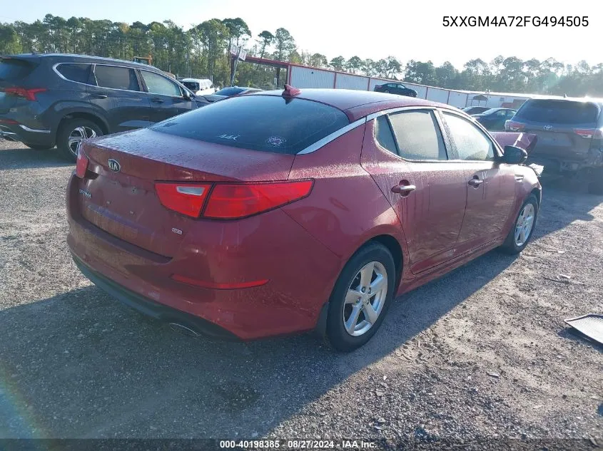 2015 Kia Optima Lx VIN: 5XXGM4A72FG494505 Lot: 40198385