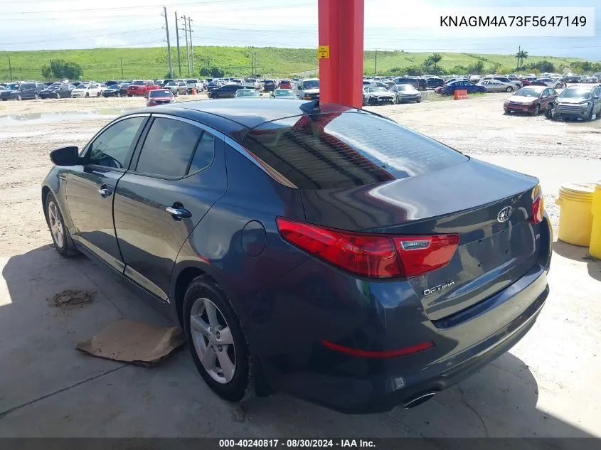 2015 Kia Optima Lx VIN: KNAGM4A73F5647149 Lot: 40240817