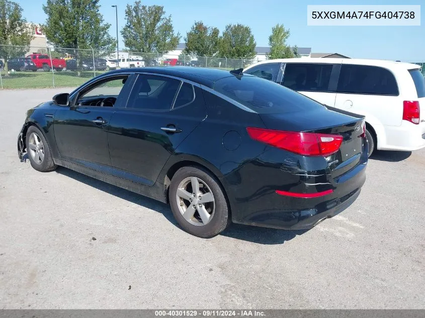 2015 Kia Optima Lx VIN: 5XXGM4A74FG404738 Lot: 40301529