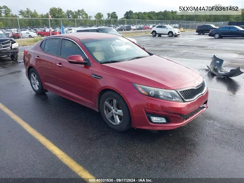 5XXGM4A70FG361452 2015 Kia Optima Lx