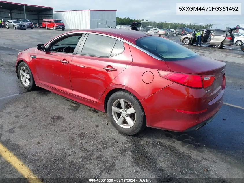 5XXGM4A70FG361452 2015 Kia Optima Lx