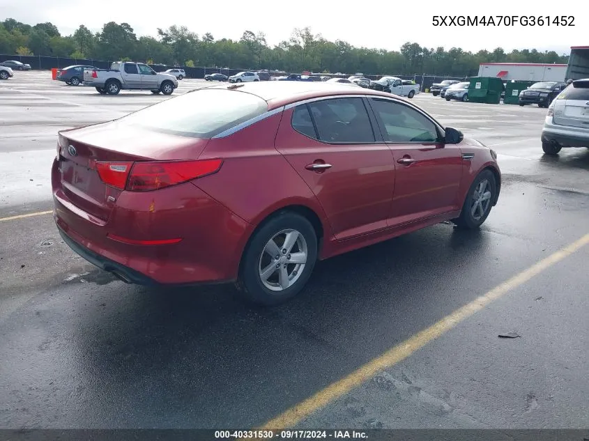 5XXGM4A70FG361452 2015 Kia Optima Lx