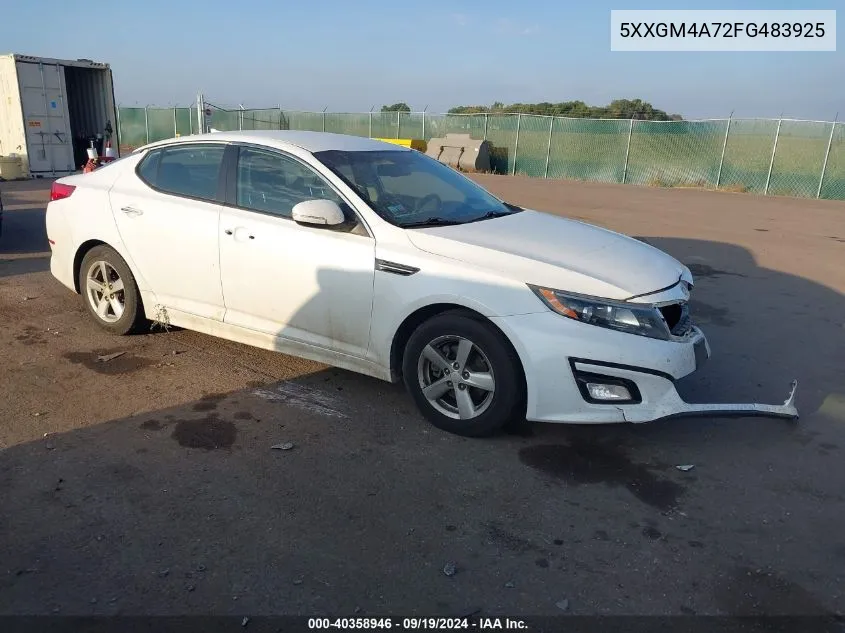 2015 Kia Optima Lx VIN: 5XXGM4A72FG483925 Lot: 40358946